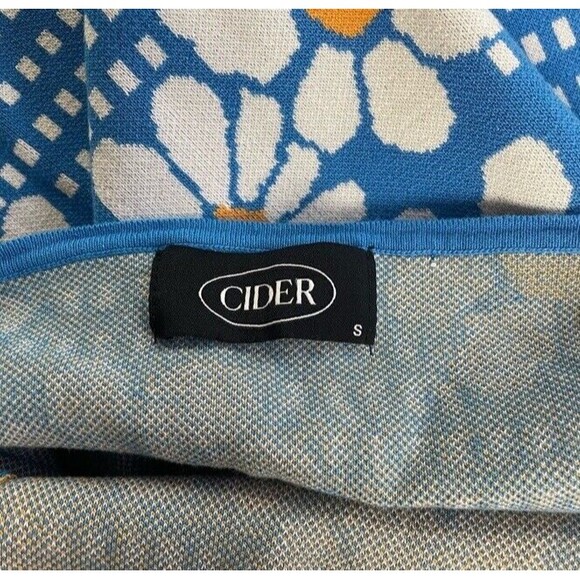 Cider Daisy Knit Dress Blue Cross Back Hippie Sweater Festival Retro Sweet Med - Picture 4 of 8